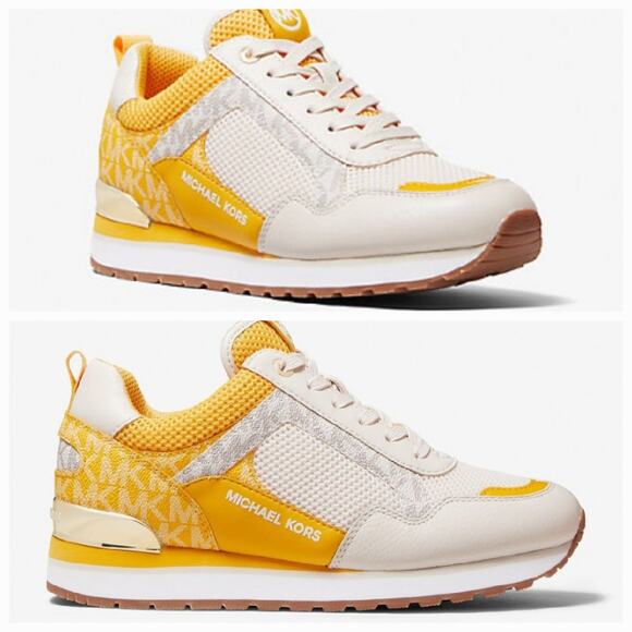MICHAEL KORS | Wilma | Yellow/White | Color Block Trainer Sneakers | Size 8.5 - Picture 1 of 8